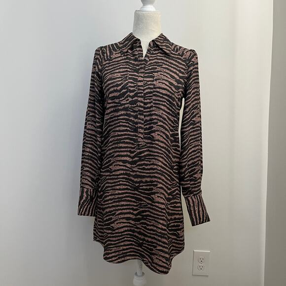 joie Talma Zebra Long Sleeve Shift Dress XS - Picture 4 of 7